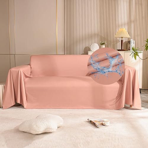 FANSU Wasserdicht Sofabezug L Form 1 2 3 4 Sitzer, PU-Leder Einfarbig Sofaüberwurf Decke Ecksofa Couch Bezug Sofaschoner Sofa Decken Einteiliger Couch Überwürf (Rosa,2 Sitzer(180x230cm)