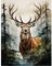 Malen Nach Zahlen Hirsch - Bastelset Für Erwachsene, Gemälde Leinwand Wald, DIY Set, Handgemalt Ölgemälde Kit Für Anfänger, Wand Dekorieren 30X40cm