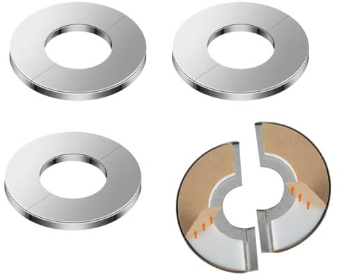 TEOZBLU 4Pcs Rosace Mitigeur Douche, Rosace Plate Robinet en Acier Inoxydable, Rosace Radiateur, Décoration les Trous de Vanne d'Angle, les Trous de Chauffe-Eau à Gaz