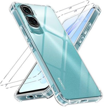 Vauki Cover per Honor 90 Lite 5G, con 2 Pezzi Pellicola in Vetro Temperato, Custodia Flessibile in Silicone Trasparente Antiurto Protettiva Case per Honor 90 Lite 6.7 pollici