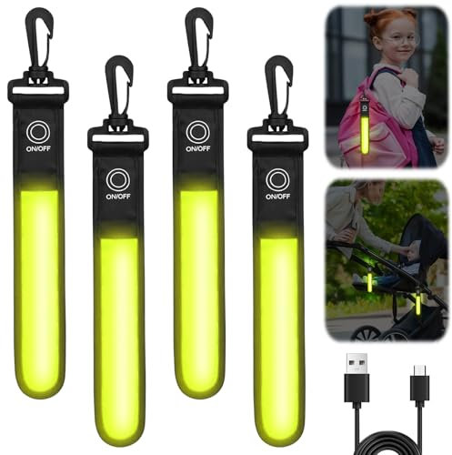 GAOUTO LED Blinklicht Schulranzen, 3 Modi USB Aufladbar Reflektierende Anhänger, Sicherheitslicht Blinklicht Schulranzen Kinder, wasserdichte Reflektor Anhänger für Schulranzen Rucksack (Grün)