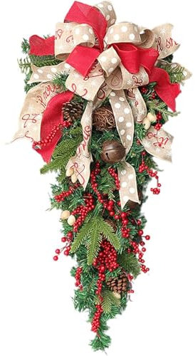 JUFKGBAR Upside Down Artificial Christmas Tree, Christmas Upside Down Tree, Christmas Tree Upside Down Wreath, Wreath Artificial, for Thanksgiving Halloween Christmas Autumn Home Decoration(35.4in)