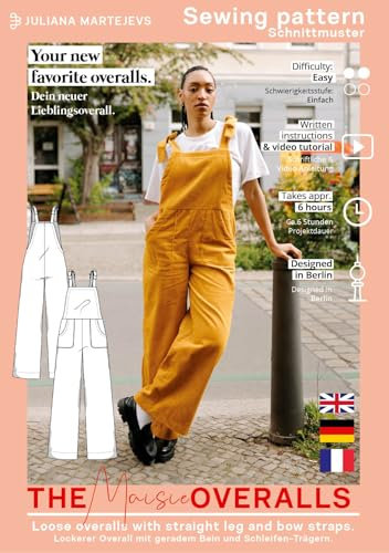 JULIANA MARTEJEVS Ladies Sewing Pattern Dungarees (XS-XXXL) Paper Pattern with Instructions
