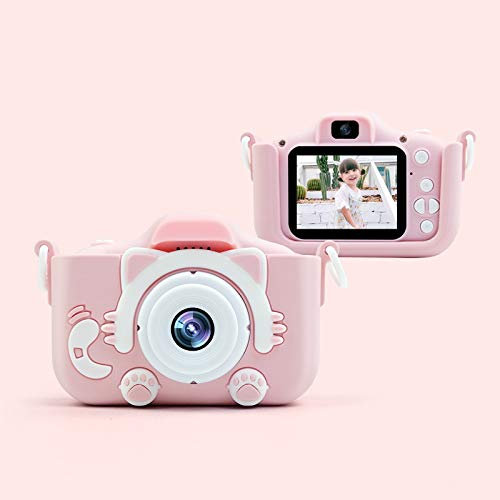 Warmiehomy Cute Kitty - Cámara infantil con pantalla HD de 2.0 pulgadas con tarjeta de 32 GB y lector, juguete educativo rosa y regalo de cumpleaños para niñas de 3 a 12 años