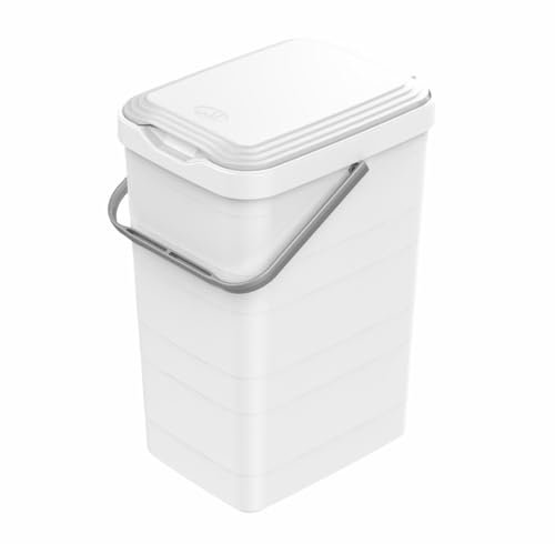 eacommerce - Pattumiera Sottolavello Differenziata | Bidoncino con Maniglia | Adatta a Cassetti Cucina | Capacità 14L | Bianca | Misure 27x20x39H cm