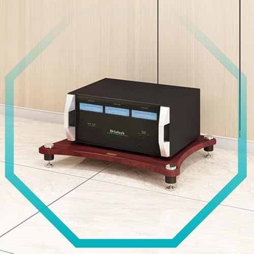 HiFi Rack AV Aufbewahrungsschrank 1/2/3/4 Ebenen HiFi Rack Medienständer Stereo Rack Audio Tower TV-Ständer aus Holz AV-Komponenten-Medienständer für Heimbüro (Rot, 10 cm/3,9 Zoll)
