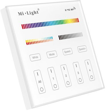 lang boss 2.4G Wireless 4-Zone RGB+CCT Wall-Mounted Dimmer AC180-240V Smart Touch Screen RF Panel Controller for Mi-Light RGB+CCT Series LED Strip Light,Bulb,Spotlight and Down Light