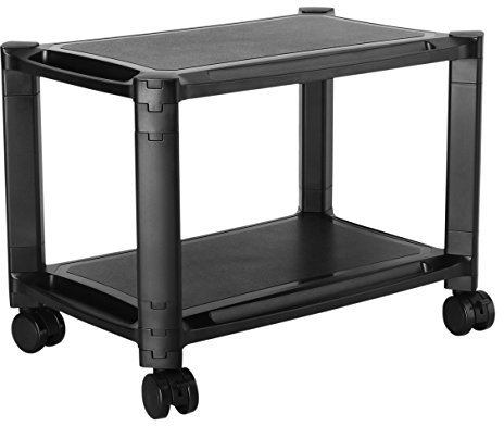 RICOO Rollwagen WM4-L Rollcontainer Bürocontainer Allzweckwagen Druckertisch Erhöhung Modular Podest Trolley Organizer Schwarz für ca. 13-32 Zoll (33-81cm)