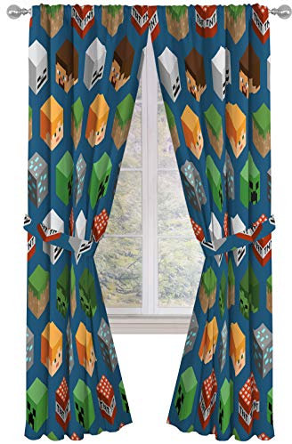 Marvel Avengers Blue Icons 84 Inch Drapes - Beautiful Room Décor & Easy Set Up, Bedding Features Captain America & Iron Man - Curtains Include 2 Tiebacks, 4 Piece Set (Official Marvel Product)
