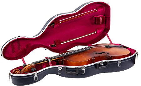 Crossrock Custodia per Violoncello 4/4 e 3/4 in ABS | Finitura Blu Opaco, Interno in Velluto Rosso Vino, Guscio Rigido con Ruote, Serratura, Spallacci e Porta Arco