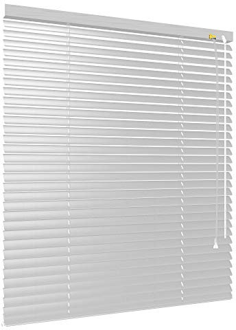 Alu Jalousie viele Größen und Farben Aluminium Lamellen Rollo Faltrollo Jalousette Wandmontage Deckenmontage Tür Fenster Sonnenschutz Sichtschutz Blendschutz Hitzeschutz (240 x 160 cm, Silber)