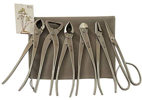 vouiu 6-teiliges Bonsai-Werkzeug-Set, Knaufschneider, Kofferraumspalter, konkaver Schneider, Drahtschnitt, Jin-Zange, Bonsai-Schere