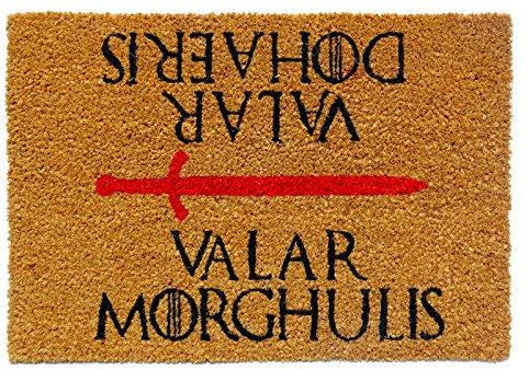 Koko Doormats Fussmatte aussen - Türmatte außen kokosmatte mit antirutsch PVC - Fußmatte lustig Valar Morghulis Design - Outdoor Doormat - Größe: 60 x 40 x 1.5 cm.