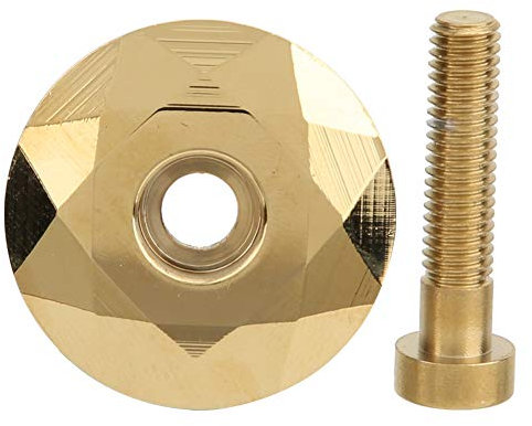 Fahrrad Steuersatz Kappe, Mountainbike Steuersatz Kappe und Schrauben Aluminiumlegierung + Stahl für 28,6 mm Vordergabel(Gold)