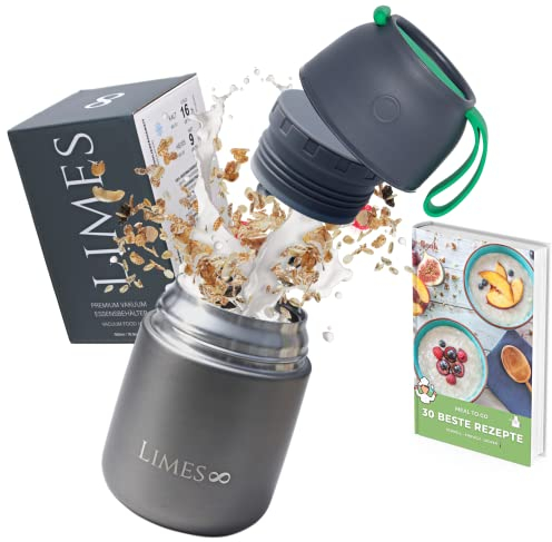 Limes 8® Thermobehälter für Essen - 500ml - Warmhaltebehälter für Speisen - Thermo Lunchbox Edelstahl - Essensbehälter für Babynahrung, Suppen, Müsli to go Speisegefäß