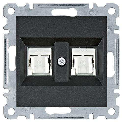 Toma doble RJ45 Cat.6 UTP, lumina, negro