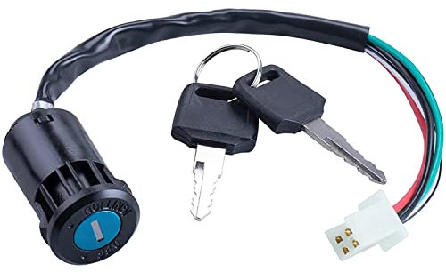 Greluma 1 pieza Interruptor de llave de encendido de 4 cables para motocicleta para 50cc 70cc 90cc 110cc 125cc 150cc 200cc 250cc Taotao Sunl ATV Quad Dirt Pocket Bike Scooter eléctrico