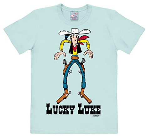 Logoshirt® Lucky Luke I Showdown I T-Shirt Print I Damen & Herren I kurzärmlig I hellblau I Lizenziertes Originaldesign I Größe XL