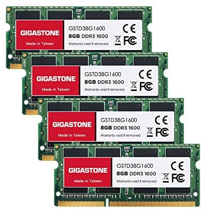 【DDR3 RAM】Gigastone Memoria RAM Portátil 32GB (4x8GB) DDR3 32GB DDR3-1600MHz PC3-12800 CL11 1.35V SODIMM 204 Pin sin búfer sin ECC Portátil Módulo de Memoria Actualización de Ram (ÚNICAMENTE portátil)