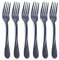 Black Salad Fork Set, Seeshine 6.9-inch((17.2 cm) Stainless Steel Dessert Forks Set of 6, Shiny Black Metal Cake Fork Dishwasher Safe