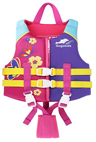 Gogokids Kinder Schwimm Weste Auftriebsweste - Schwimmjacke Bademode Jungen Mädchen beginnen zu Schwimmender Badeanzug, Rosa, M