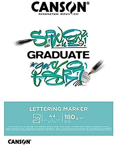 Canson Graduate Lettering Marker, blocco carta molto liscia per Lettering,180 g/m, 20 fogli,A4