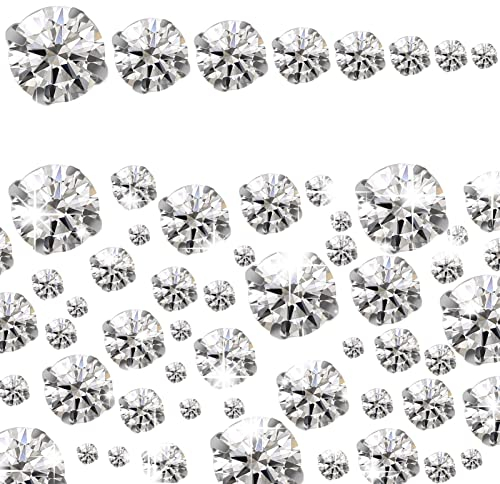 TOAOB 460 Pieces Crystal Sew on Rhinestone 3 to 10mm Flatback Glass Claw Rhinestones Clear Gems for Crafts Jewelry Clothes Costume Shoes Dress Decorations
