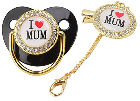 Silikon-Baby-Schnuller, Baby integrierter Silikon-Bling-Baby-Schnuller mit Clips Silikon-Schnuller für 6 bis 18 Monate Schwarz
