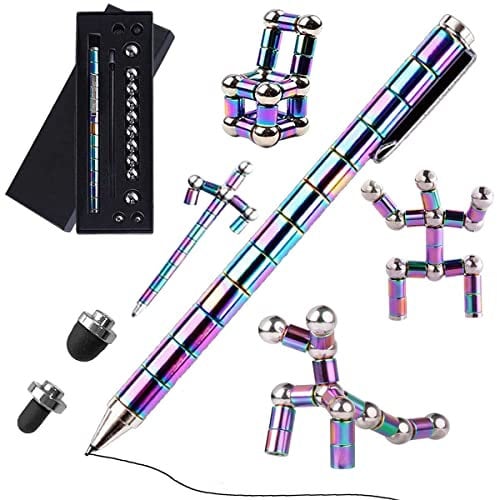 ASORT Jiki, Penna fidget pen Crushmetric magnetica, a scatto, multifunzione, composta da magneti, decomponibile, adatta per scrivere, come giocattolo e come regalo per bambini e ragazzi (colorata)