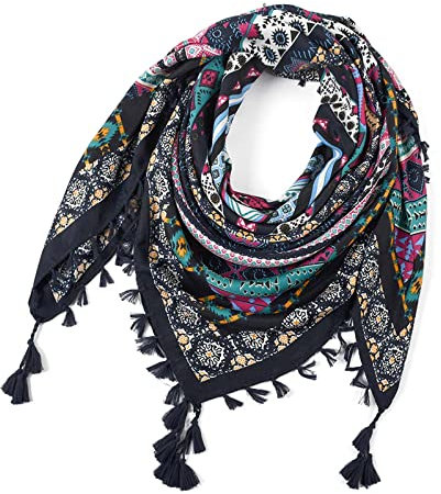 Rrunsv Dreieckstuch Halstücher Herbstschal Schal Damen Weich Scarf Mode Frauen Druckknopf Schal Schal Frauen Mode böhmischen Schal ethnischen Stil Krawatte Quaste Schal Senfgelb Damen