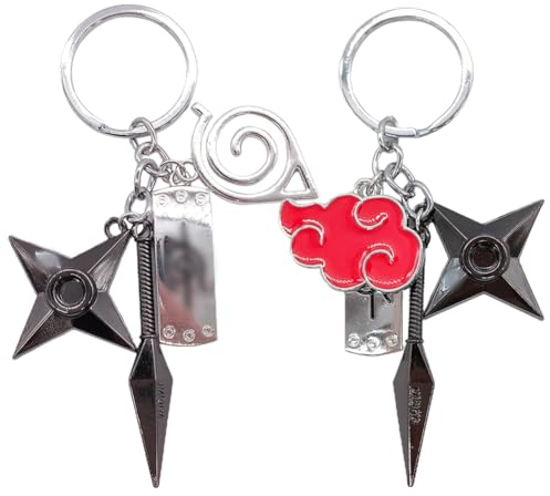 Anime Cartoon Schlüsselanhänger, Akatsuki Red Cloud Anhänger, Kunai Logo Schlüsselanhänger, Uzumaki Sasuke Schlüsselanhänger, Shuriken Anhänger Metall Schlüsselanhänger, Geschenk Für Jugend Anime Fans