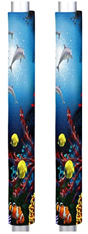 KOBLEN Ocean Dolphins - Set di 2 coprimaniglie per frigorifero, elettrico, cucina, microonde, freezer, lavastoviglie, forno, porta pulita da sbavature impronte digitali