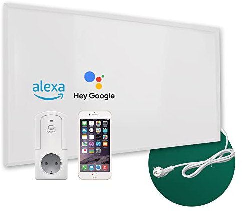 Ecowelle Infrarotheizung Classic Weiß 900 Watt + 10 Jahre Garantie + Made in Germany + Doppelter Überhitzungsschutz Inkl. Thermostat