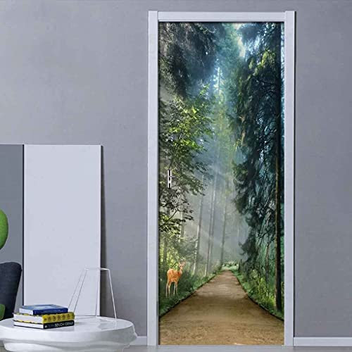 Türaufkleber Selbstklebend 3D Wald Bäume Tiere Hirsche Landschaft 88 X 200 Cm Tapeten Türtapete Türposter Türfolie Klebefolie Von Trendwände Abnehmbar Fototapete Wohnzimmer Schlafzimmer Haus Dekorati
