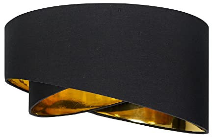 MiniSun | Modern Black and Gold Double Layer Ceiling Light Shade | Pendant Lights, Home Décor & Improvement Essential | Includes 10W GLS Bulb | 400mm Shade Width