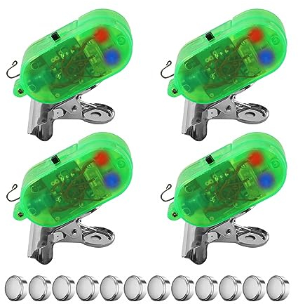 DONGKER Angel Bissanzeiger, 4 Stück Angel-Bissalarm mit LED-Leucht und Metallclip für Karpfenangeln zum Angeln im Freien