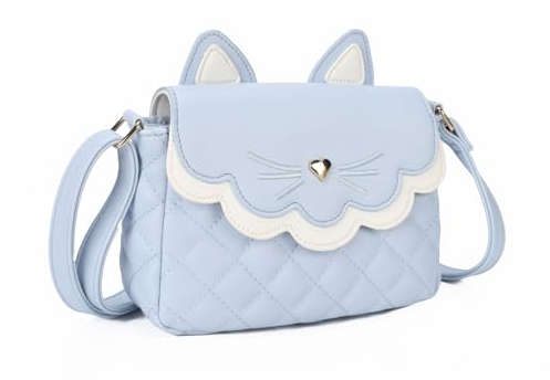 Gladdon Katze Umhängetasche crossbody bag niedliche kleine Messenger Tasche Verstellbarer Schultergurt Geldbörse für Teenager Mädchen Frauen(Blau)