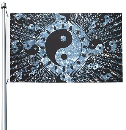 Ying Yang Diagramm Flagge 90 x 150 cm Outdoor doppelseitige Gartenflaggen Willkommen Hofflaggen Banner Dekor für Hof Veranda Rasen