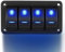 Gebildet Interruptor Basculante de 4 Vías 12V 24V DC - Panel de Aluminio 5 Pines ON/Off - Palanca Precableada Impermeable - Azul