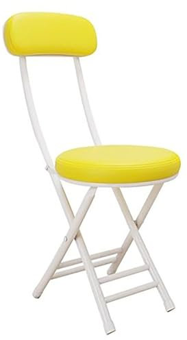 zxhrybh Klappstuhl, Runder Klappstuhl mit Rückenlehne, Gepolsterter Klappstuhl für Camping, Faltbarer Stuhl für Party, Büro, Esszimmer (Color : Yellow)