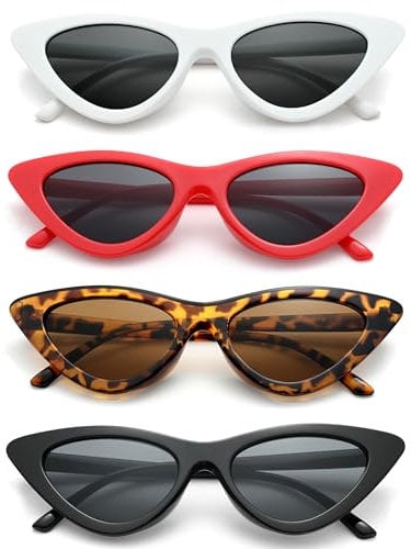 Unning 4 Stück Cateye Sonnenbrille Damen Vintage Retro Cat Eye Sonnenbrillen Set Lustig Katzenauge Brille