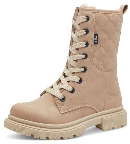 s.Oliver Mädchen Winterstiefeletten zum Schnüren Gefüttert Wasserabweisend, Beige (Sand), 37 EU