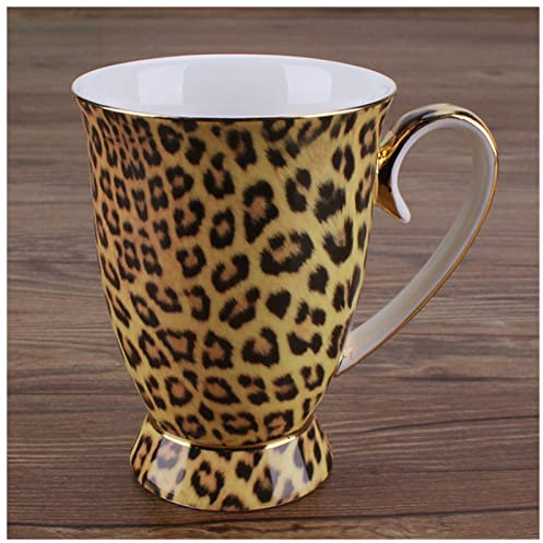 DUnLap Taza De Pareja 300 ml Moda Cerámica Cerámica Taza de Porcelana Natural Pasada Leche Leche Leopardo Desayuno Taza Taza Taza Taza Taza Botella de Agua Taza (Color : Leopard, Size : 300ML)