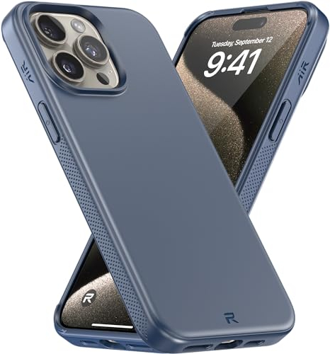 REBEL Air Hülle für iPhone 15 Pro Max [Air² Serie] Starke MagSafe-kompatibel, griffige Seiten, schlanke & leichte TPU-Abdeckung, Schutzecken, erhöhter Objektivring, 6,7 Zoll Phone 2024 (Blau)