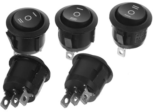 OUNONA 5 Stück Runde 23mm Wippschalter Einpolig Autotaster Rund Klein Schwarz Drucktaster Für Auto Bootssteuerung