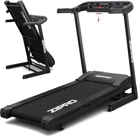 ZIPRO Laufband für Zuhause Klappbar 1-12 km/h, 15 Neigungsstufen – Laufband mit Steigung, Walking Pad Klappbar mit APP, Kompakte und Leise Walkingpad mit LED-Anzeige (Pulse)