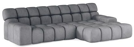 DomoHome - Campile Big Ecksofa mit Schlaffunktion 288 cm Breit Sofa, modern Couch, Eckcouch, Wohnzimmer Möbel, Elektrisch ausfahrbarer Sitz, Sofa L Form (Rechts, Eden 19)