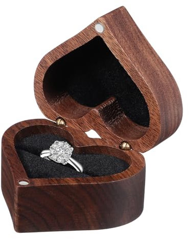 GALPADA Herzform Ringkästchen Aus Holz Ringschatulle Für Schmuck Schmuckkasten Mit Samtfutter Holz Ringbox Für Verlobung Und Hochzeit