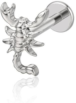 limerencia 18G Titan Labret Stecker, Hypoallergenes Lippenpiercing Ohrstecker mit flacher Rückseite und Innengewinde für Tragus Bioflex Helix, Conch Knorpel Nase 6 mm 8 mm 10 mm