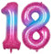Geburtstag zahlen Luftballon 18 jahre-Pink Blau XXL Jumbo Folienballon 40 Zoll – 101 cm Luftballons 18 Geburtstag Junge Mädchen Babyparty Geburtstagsdeko Jubiläumsparty Dekoration